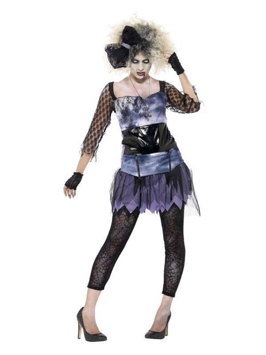 Zombie 80s Wild Child Costume, Black Dress Loud