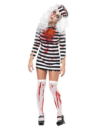 Zombie Convict Costume, Black & White Dress Loud
