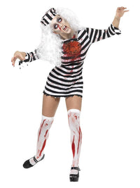 Zombie Convict Costume, Black & White Dress Loud