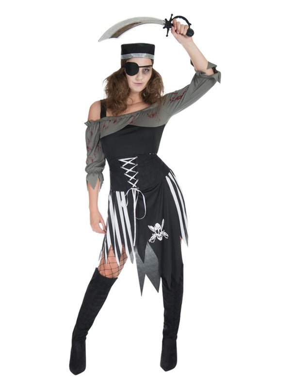 Zombie Pirate Costume, Black & White Dress Loud