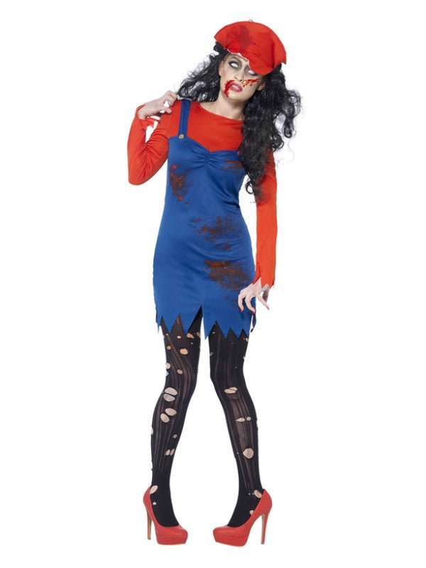 Zombie Plumber Female Costume, Red Dress Loud
